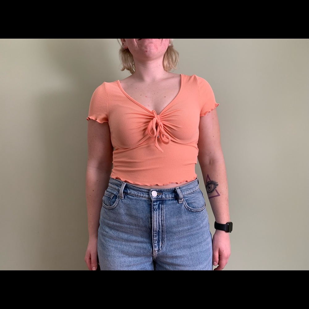 Coral keyhole baby tee